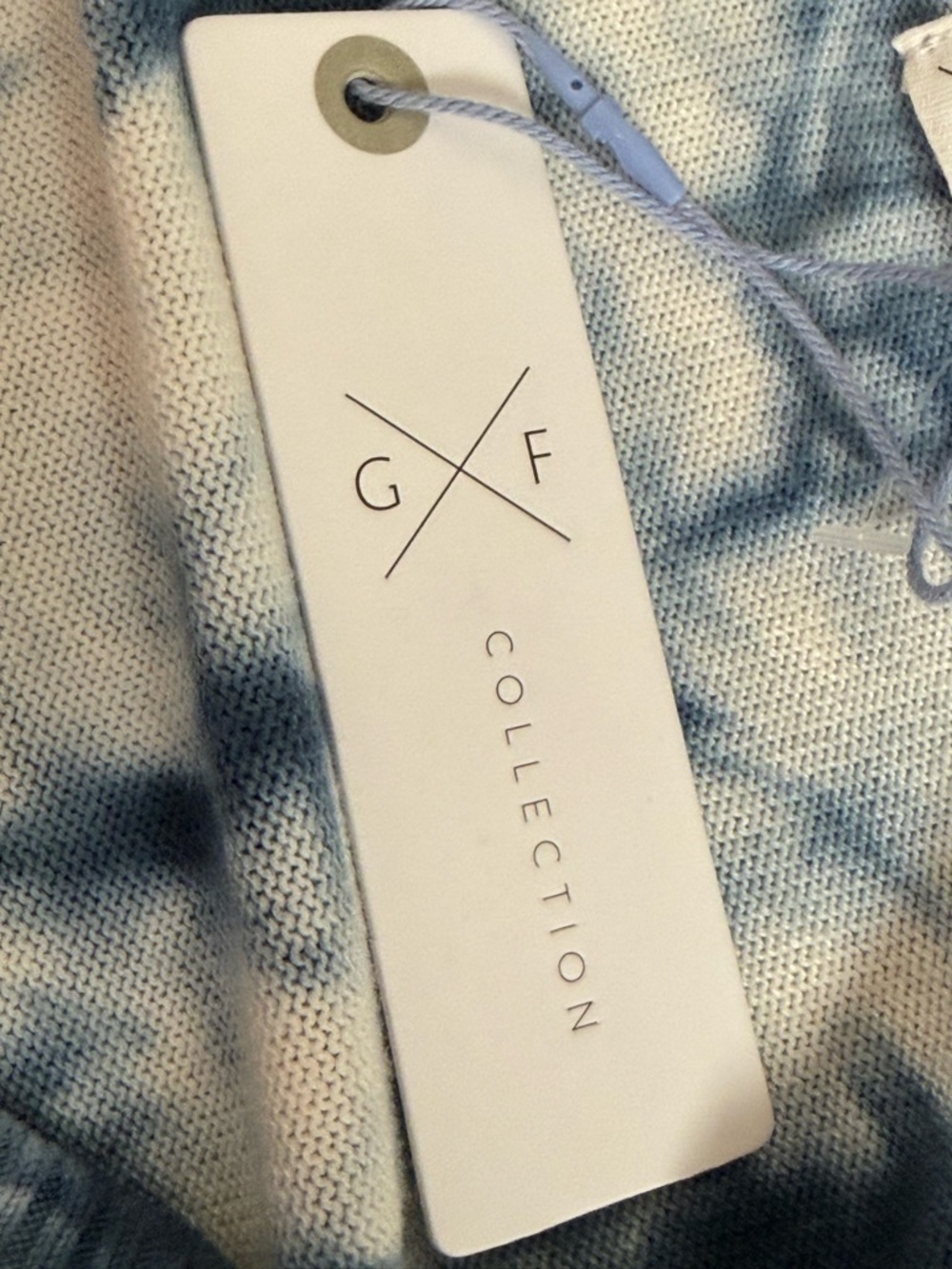 NWT GF Collection Tie Dye Sweater Large Blue White Varsity Lightweight Knit Top - Picture 7 of 9